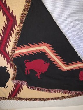 vintage throw blanket woven buffalo